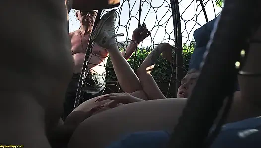 a horny voyeur grandpa licking my wife