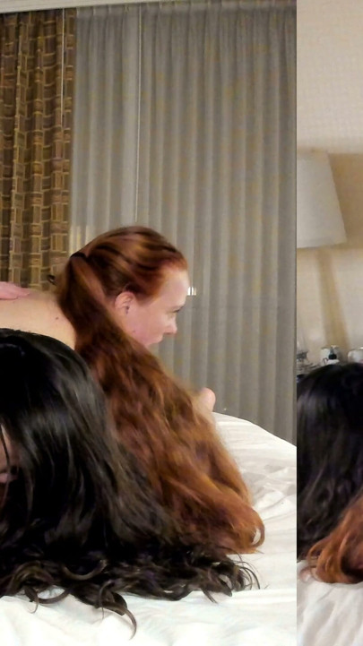 Hot Redhead Bent Over Sexy BBW By Husband And Fucked After BBW Rides Her With A 2 Sided Strapon | Clip 2