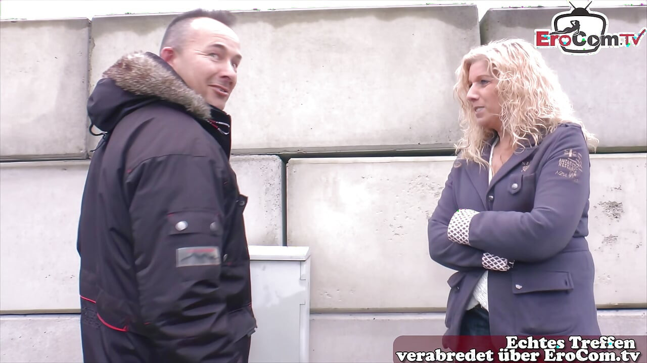 German mature blonde fucked at street casting
