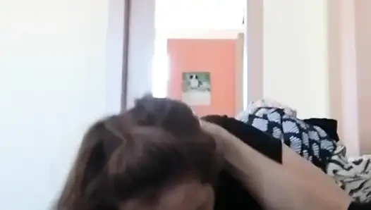 While he watches TV, I give him a blowjob