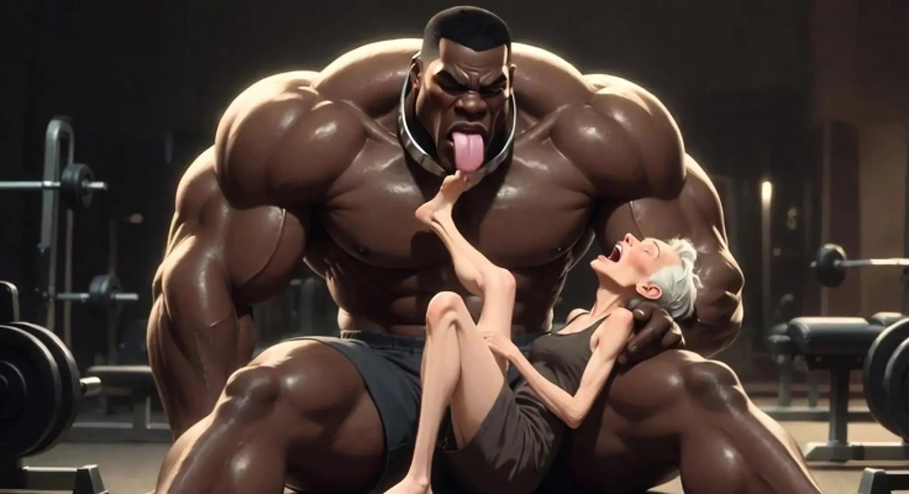 Granny Moaning in Pleasure - Strong Black Man Sucking Her Feet