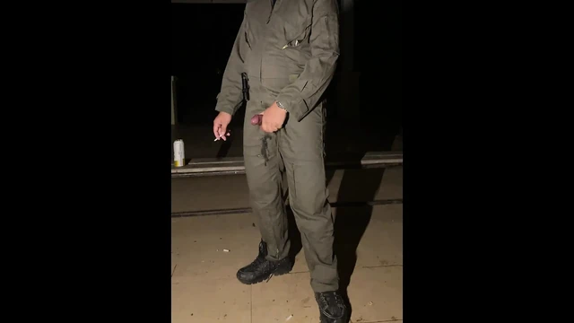After work is done decide to jerk off in my mechanic jumpsuit and shoot a creamy load - wet with precum lube