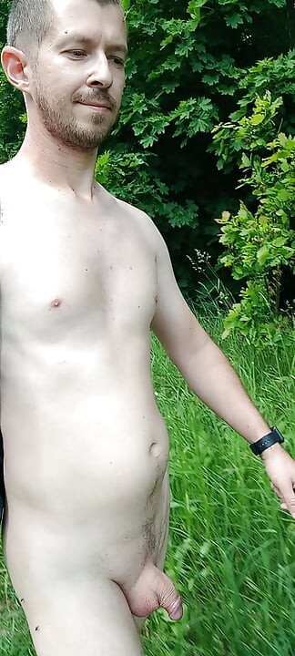 Russian nudist guy walks completely naked in public