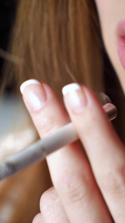 Soft Russian Beauty Smoking Cigarette Calm Moments