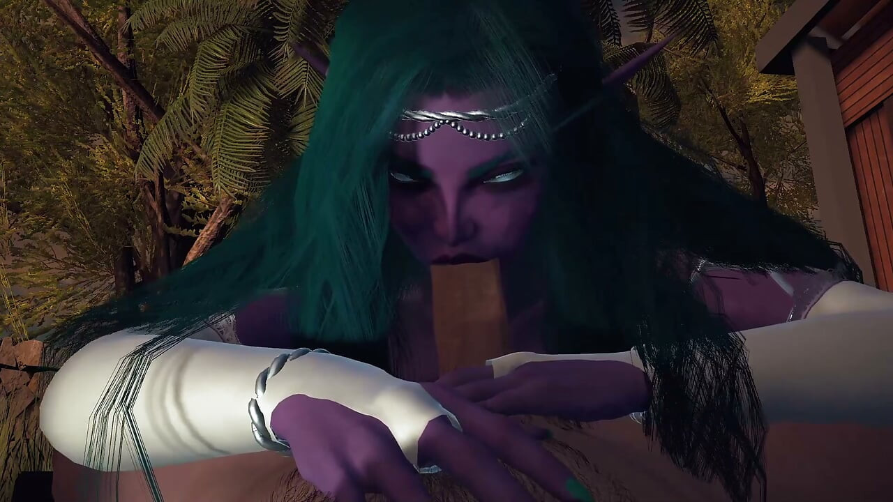 Night Elf Princess Give You a Blowjob in the Garden POV 3D Porn