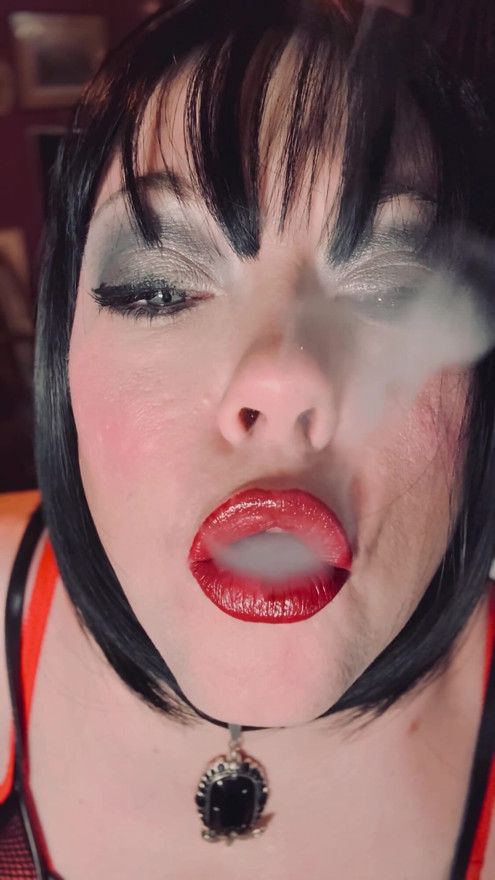 Smoking Mistress Tina Snua Chain Smokes 2 Superking cigarettes In Fishnet Gloves - Smoker smoke BBW Chubby | Clip 1