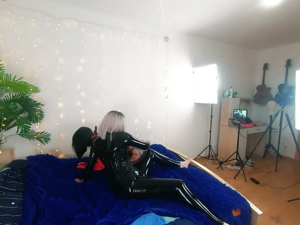 Backstage of Pretty Lesbian Fetish Girls Doing Sex Video. Positive Femdom, Sex Play, Latex Leather