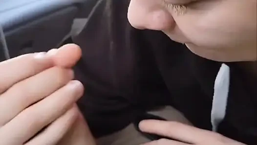 Slutty teenager eagerly sucking my big cock for cum