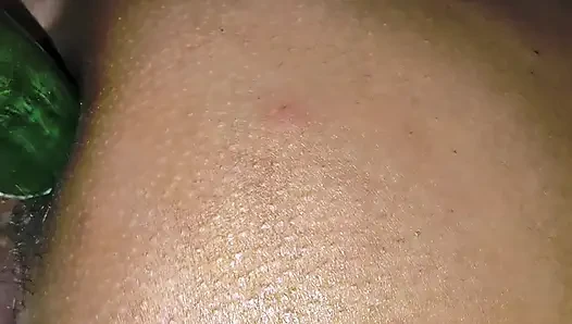Pooja put a bottle in wife's pussy, inserted cucumber in her ass, pussy and ass exploded.