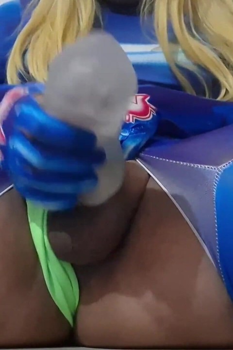 Extended Cut: Shemale Samus in High Heels Fucking and Thrusting Her Cock Through Clear Fleshlight Vagina and Cumming Inside.