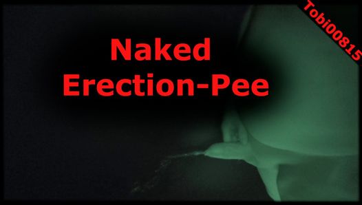 Pipì con erezione mentre si sega durante una passeggiata nuda in pubblico di notte. (008) Piscia Tobi00815