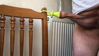 Long foreskin + rubber toy + chair back - part 2
