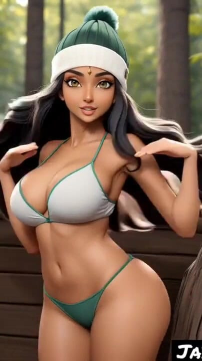 Powerful moment from "Indian Jaya Anjali near a wood house (Ai model)"