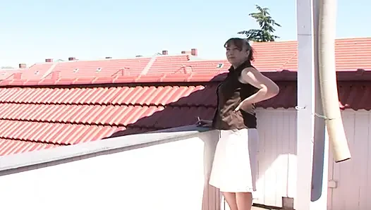 Pelacur Jerman nakal dientot di atas atap