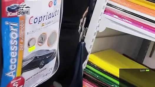 Redhead Orgasm While Shopping with a Remote Vibrator