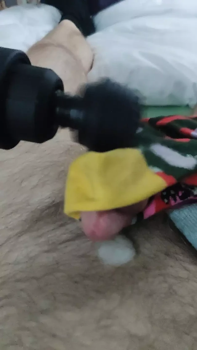 Having fun with wifes socks with cumshot