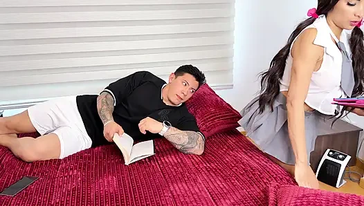 Stepdad helps me with my homework, but he gets turned on and ends up fucking me!