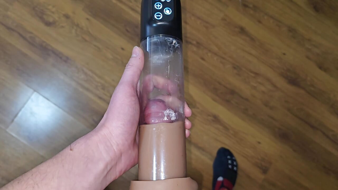 After Orgasm - Pumping My Cock in a Cum-filled Vacuum Pump