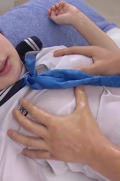 Uncensored Japanese Nuru Massage Creampie Sex with Petite Cosplay Teen 18 by Client