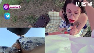 Outside summer blowjob with toys POV
