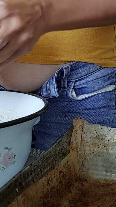 Sensual hairy woman in the kitchen. Sexy mom, hairy pussy, big ass, vacuuming the house naked. Hairy Latina big nipples. | Clip 3