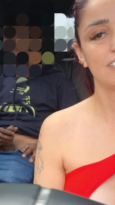 App driver girl caught passenger with hard cock in the back seat! | Clip 1