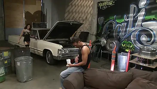 Pornstar Layla Rivera gives blowjob and gets fucked by handsome man