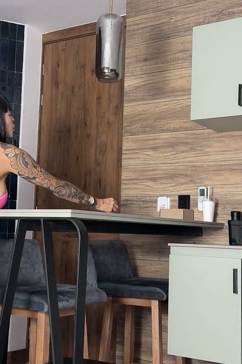 My Neighbor Greets Me in the Kitchen with Her Wet Pussy and Her Round Ass