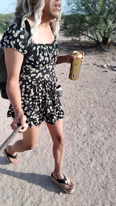 Sexy ladyboy legs and mini dress with sandals in hot public | Clip 1