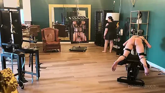 Piss Drenched Bound Slaves in Dominatrix Dungeon