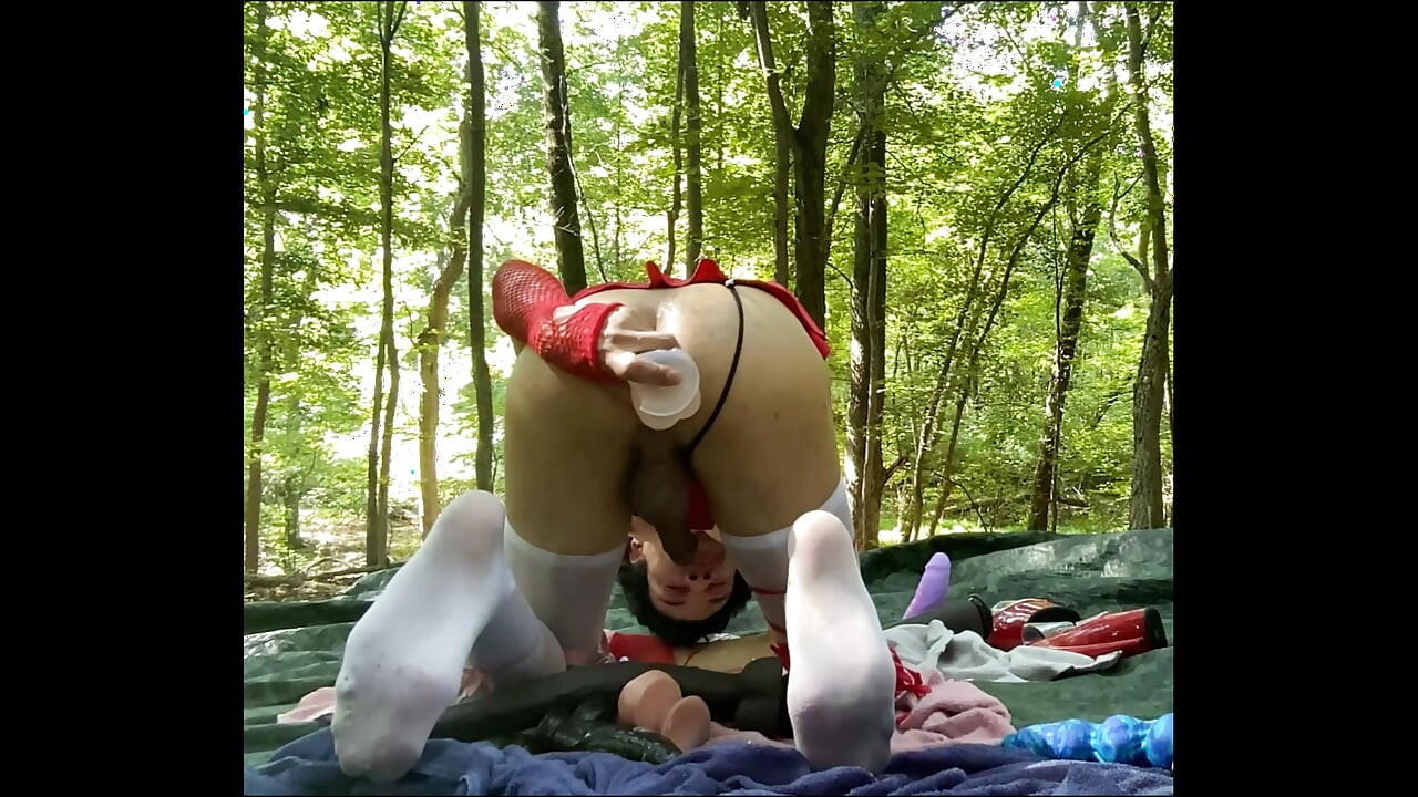Lady in red sissy crossdresser tranny super slut