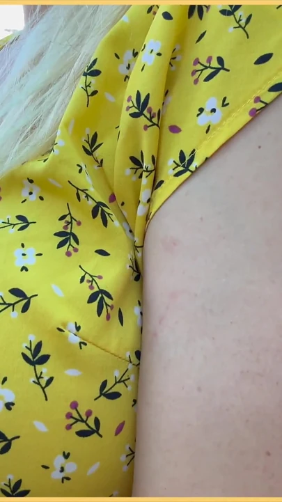 Stunning moment from "Wifey heads out in a cute summer dress braless and looks amazing with her blonde hair."