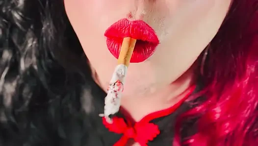 Miss Tina Snua Would Love To Smoke With You - Smoking A Cork cigarette With Match Light Up