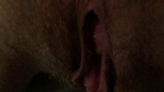Inserting ball in wife pussy