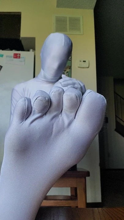 White Zentai Footplay