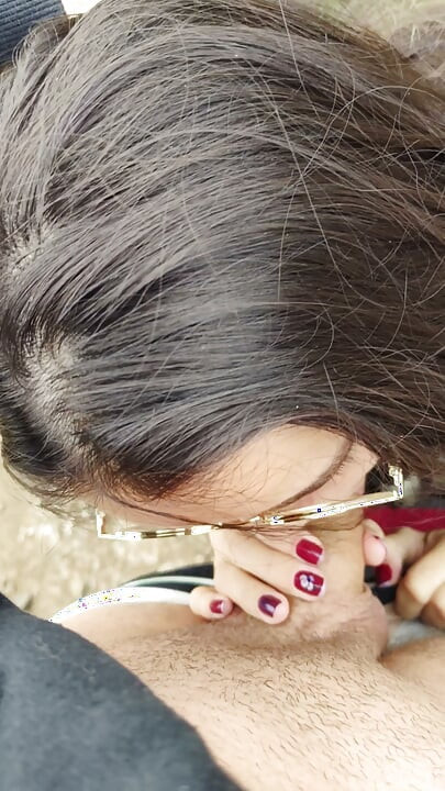 Amateur Outdoor Blowjob & Facial  Cute Nerd Brunette, Brown Eyes, Big Dick