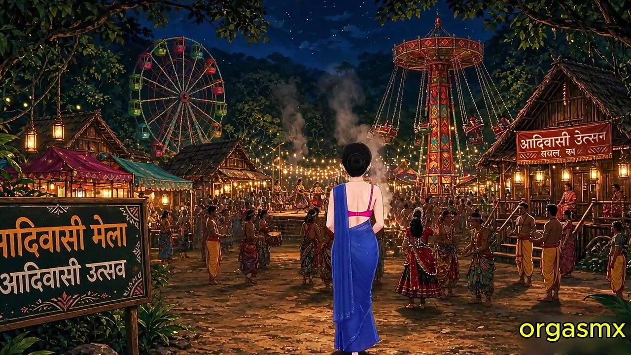 Frumusețe desi matură se întâlnește cu un armăsar tribal la Festivalul Adivashi - Ai Generated