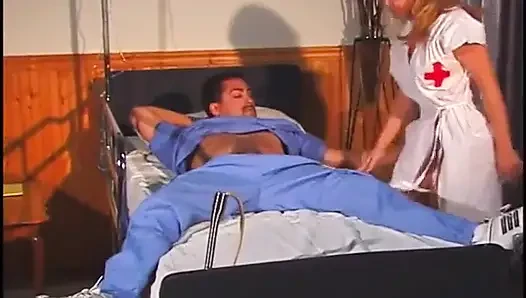 Randy doctor gets to fuck a lusty blonde nurse on a hospital bed