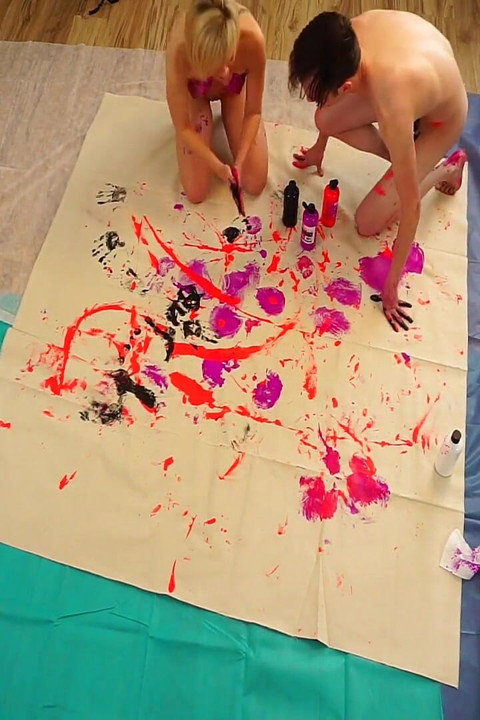 Nude Body Painting on a Canvas