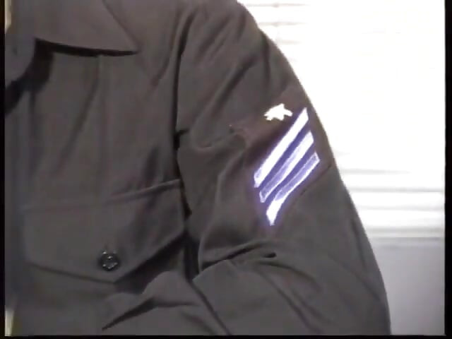 Hot stud in uniform wants to fuck his buddy on his office desk