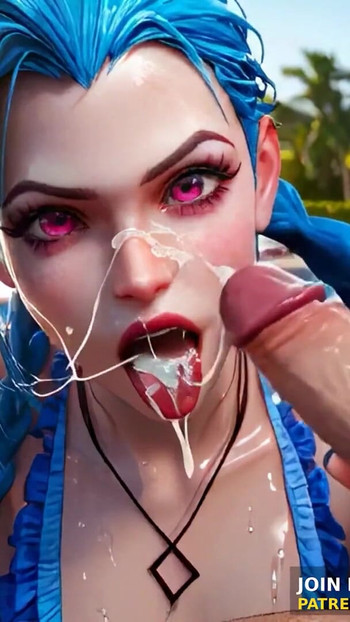 Незабутній момент від "3d анімація: League of Legends - jinx дрочка цицьками, камшот на обличчя, хентай без цензури"