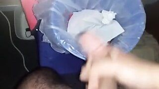 Huge cumshot from small cock inside the bin!!