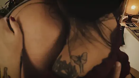 Big Booty Brunette Gives an Amazing Cock Massage