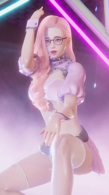 Powerful moment from "MMD Purple Kiss - Nerdy Seraphine Sexy Kpop Dance League of Legends Hentai"