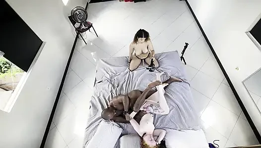 TWO LESBIAN GIRLS SUCK AND FUCK EACH OTHER IN FRONT OF ME I FUCK THEM BOTH