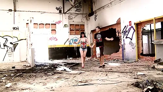 Big tits milf gets fucked in an abandoned warehouse