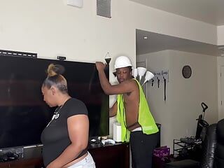Construction worker whore fucking a client while on the job