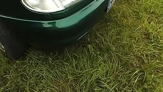 Granny sucks a chunky cock then gets fucked in the bushes