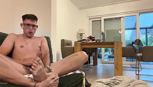 Hot German guy jerks his cock until he shoots his juicy load.