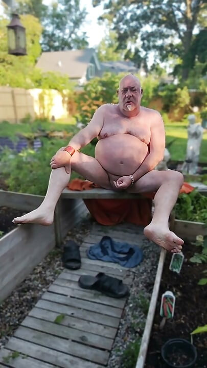 Enjoying My Backyard - Naked!